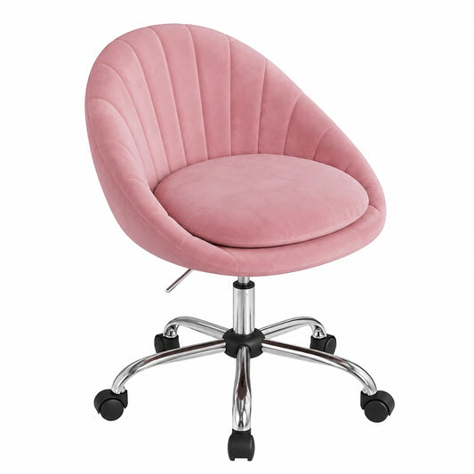 chaise-pivotante-en-velours-rose-avec-coussin-double-et-hauteur-reglable-bkgblh9629yz